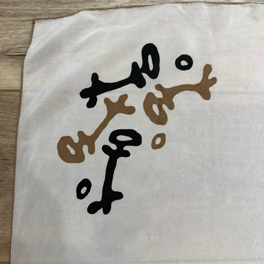 Echo Oriental Keys‎ Vintage Square Scarf White Black Tan Minimalist Capsule 32